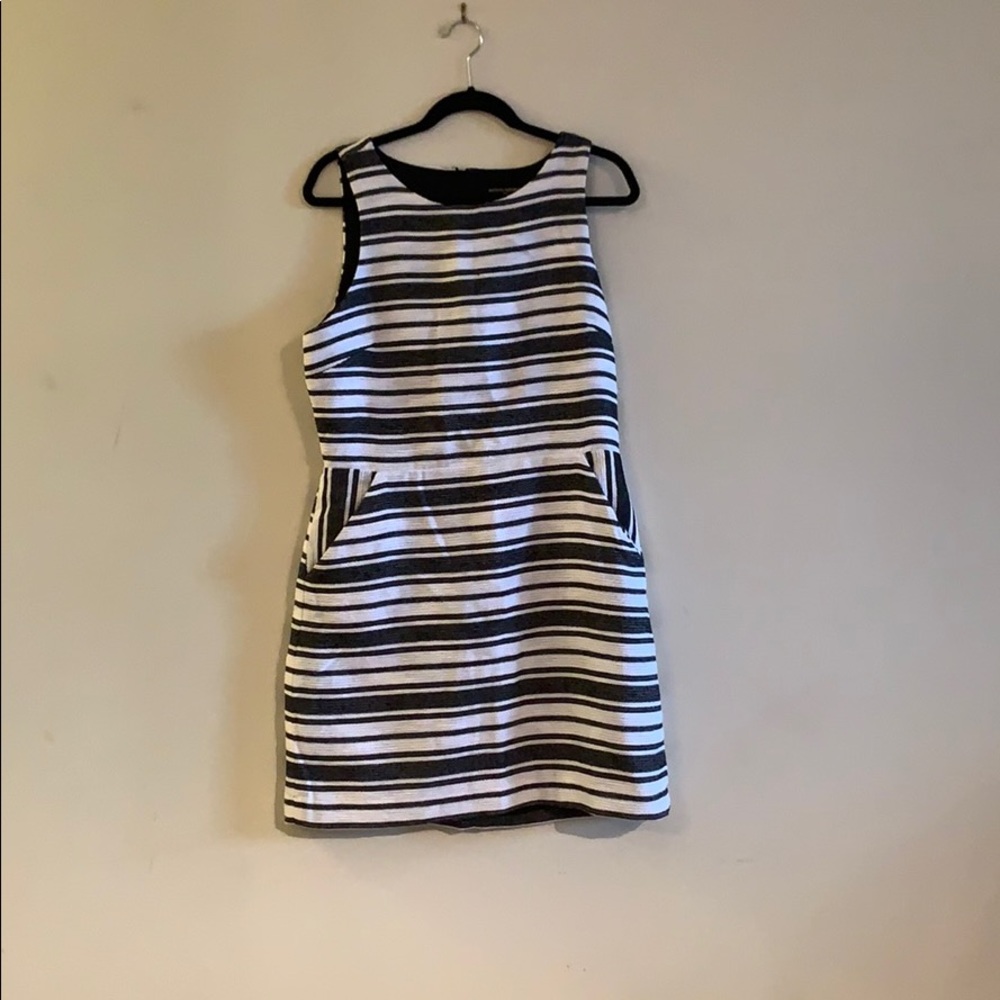 Horizontal black and white striped dress